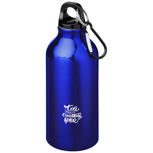 Oregon butelka na wodę z karabińczykiem wykonana z aluminium z recyklingu z certyfikatem RCS o pojemności 400 ml Niebieski 10073852 (1)