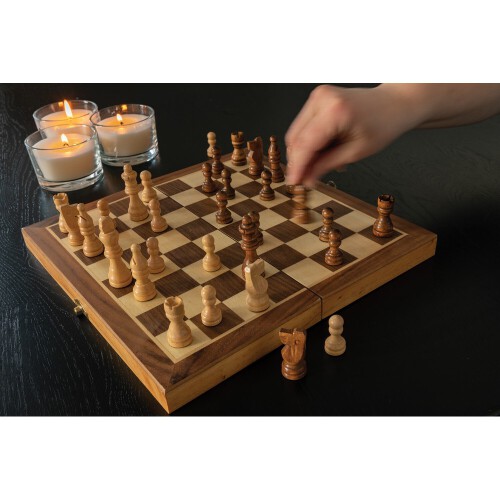Drewniany zestaw do gry w szachy brązowy P940.129 (8)