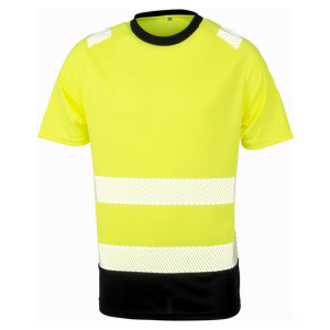 Koszulka Męska Ostrzegawcza Poliester Recykling - Fluorescent Orange & Black