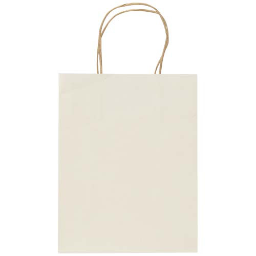 Torba z papieru z makulatury o gramaturze 150 g/m² ze skręcanymi uchwytami – 18 x 9 x 23 cm Złamana biel 1ZM02202 (1)