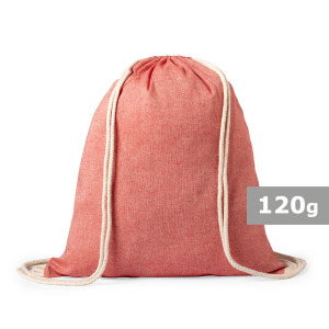 Worek ze sznurkiem z bawełny z recyklingu Czerwony