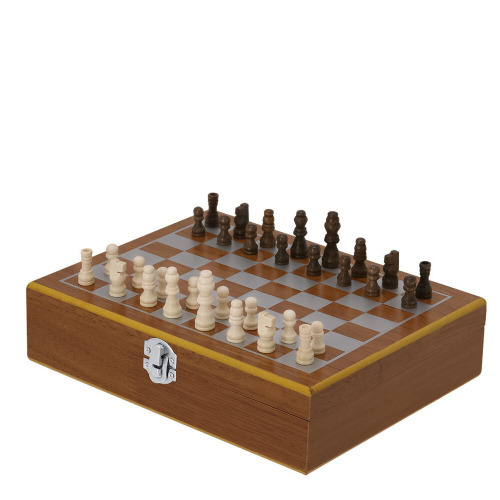 Zestaw upominkowy, piersiówka 175 ml, kieliszki 30 ml, szachy Beżowy VA373-20 (2)