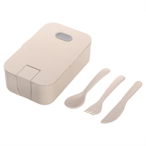 Bambusowe pudełko śniadaniowe 850 ml B'RIGHT, sztućce Neutralny V8831-00 (3)