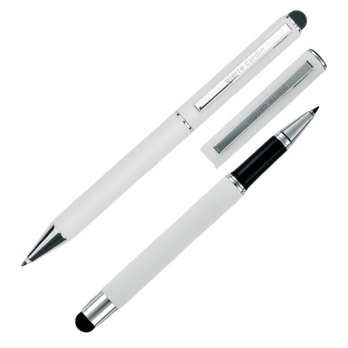 Zestaw piśmienny długopis i pióro kulkowe touch pen soft touch CLAUDIE Pierre Cardin Biały B0401200IP306 