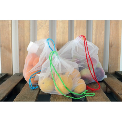 Zestaw woreczków na owoce i warzywa z rPET, 3 szt. biały V0783-02 (8)