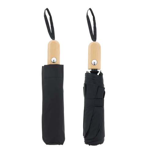 Składany parasol 21” z plastiku z recyklingu automatycznie otwierany Czarny LT97112-N0002 (2)
