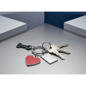 Brelok do kluczy "serce" I love…, z metalową plakietką | Lydus