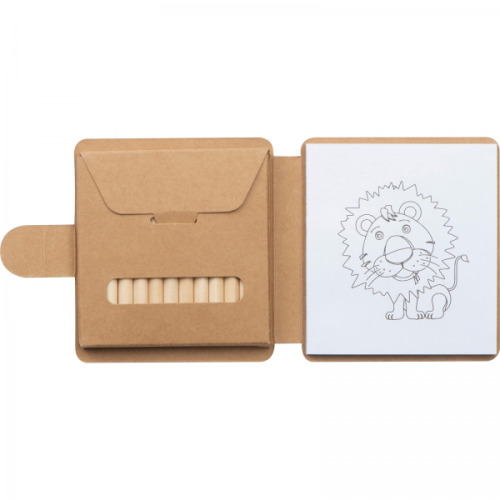 Kolorowanka z kredkami drewnianymi 12 kolorów RUFIN Beżowy 2359013 (7)