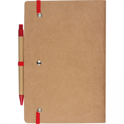 Notatnik A5 z czystymi stronami i długopisem z materiałów z recyklingu CHLOE Czerwony 2377605 (5)
