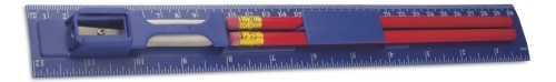 Linijka, ołówek, temperówka, gumka granatowy V6125-04 