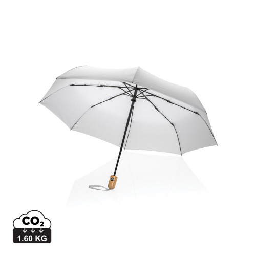 Bambusowy parasol automatyczny 21" AWARE™ RPET Biały P850.613 