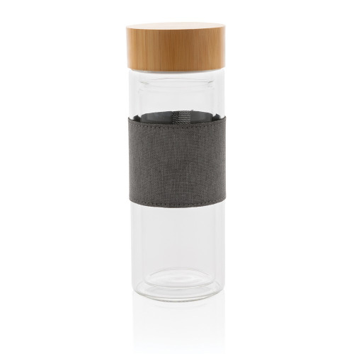 Szklana butelka Impact 360 ml w pokrowcu neutralny, szary P436.780 (3)