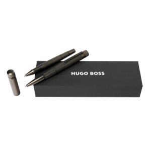 Zestaw upominkowy Hugo Boss pióro kulkowe i długopis - HSF4854D + HSF4855D Ciemnoszary