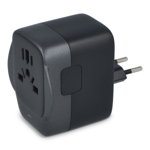 Adapter podróżny PowerPro wykonany z plastiku pochodzącego z recykling