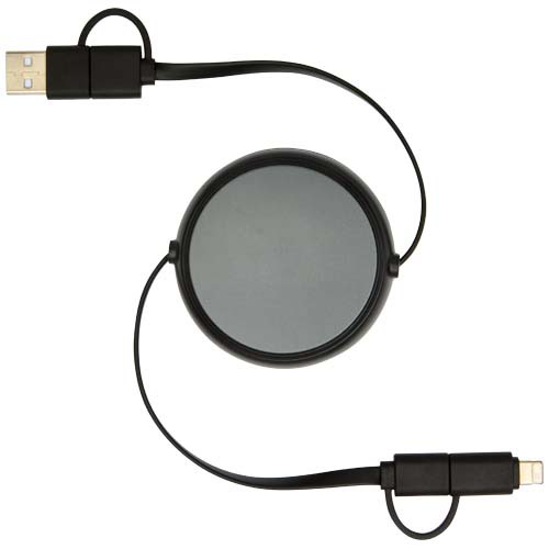 Alasia zwijany kabel do synchronizacji danych i szybkiego ładowania 5 w 1 45 W o długości 100 cm z tworzyw sztucznych i aluminium pochodzących z recyklingu Czarny 12442090 (3)