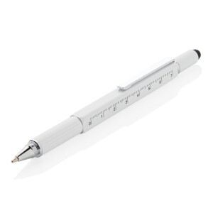 Długopis wielofunkcyjny, poziomica, śrubokręt, touch pen biały