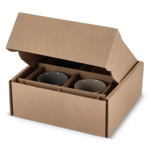 Pudełko na 4 kubki 24.3 x 24.3 x 9.9 cm wykonane na zamówienie Brązowy LT83220-N0051 (1)