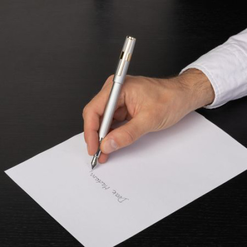 Wieczne pióro Gear Pinstripe Silver / Gold Srebrny HSV2852B (8)