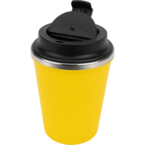 Kubek termiczny 350 ml z powłoką z recyklingu METODY żółty 8496208 (1)