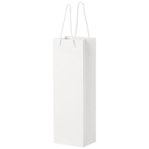 Ręcznie robiona torba na butelkę wina z papieru integra z plastikowymi uchwytami – 12 x 9 x 37 cm Biały 1ZB00701 (3)