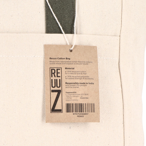 Torba Canvas InSideOut Reuuz 33 x 42 x 10 cm Ecru / Oliwkowa zieleń LT57116-N5443 (4)