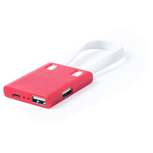 Hub USB 2.0, kabel do ładowania i synchronizacji czerwony V3865-05 