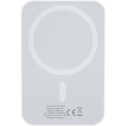 Power bank 5000 mAh z ładowarką indukcyjną WELS Biały 436606 (6)