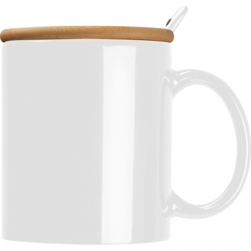 Kubek ceramiczny z łyżeczką 300 ml LOTHAR Biały 8296906 (3)