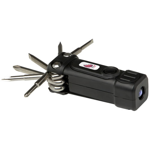 Octo zestaw śrubokrętów 8-w-1 z tworzyw sztucznych pochodzących z recyklingu z certyfikatem RCS z latarką Czarny 10456990 (1)