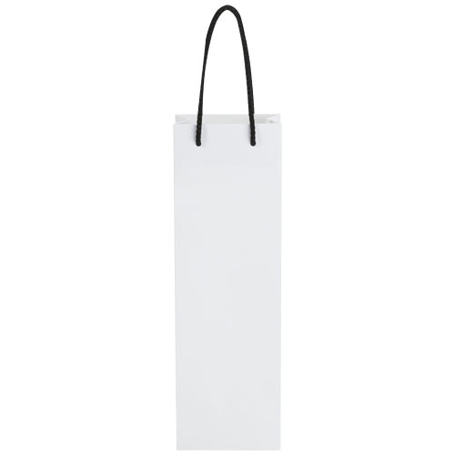 Ręcznie robiona torba na butelkę wina z papieru integra z plastikowymi uchwytami – 12 x 9 x 37 cm Biały 1ZB00790 (2)