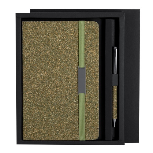 Zestaw upominkowy, notatnik ok. A5, długopis, pudełko podarunkowe Zielony VA392-06 (4)
