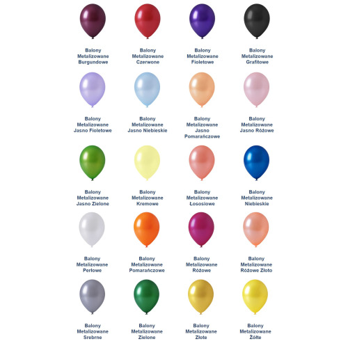 Balon lateksowy, metalizowany 27 cm/11" (cali) Metalik EV27M (1)