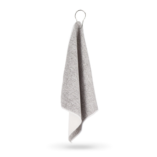 Szybkoschnący ręcznik golfowy z haczykiem R-PET 30 x 30 cm sublimacja Biały / szary LT95006-N0161 (2)