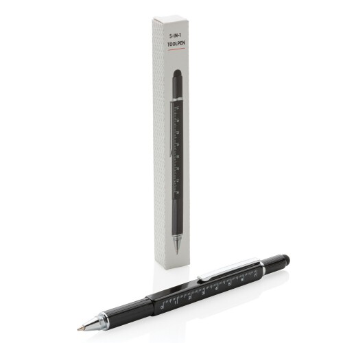 Długopis wielofunkcyjny, poziomica, śrubokręt, touch pen czarny V1996-03 (3)