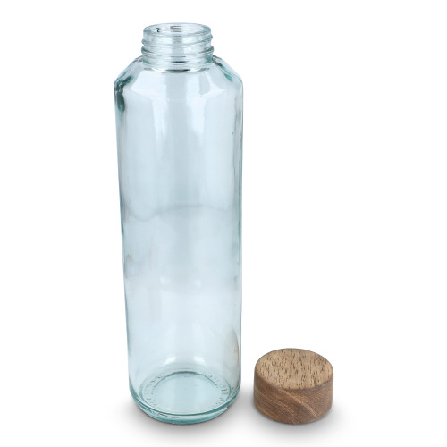 Butelka InSideOut z recyklingowanego szkła ReuuZ z drewnianym korkiem 650 ml Transparentny LT57013-N0004 (1)