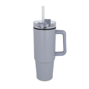 Kubek Miami z uchwytem i słomką 800ml Szary