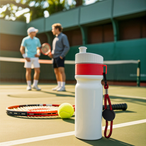 Bidon Sportowy Z Obwódka I Kolorowym Sznurkiem 750ml Biały / czerwony LT98736-N0121 (4)