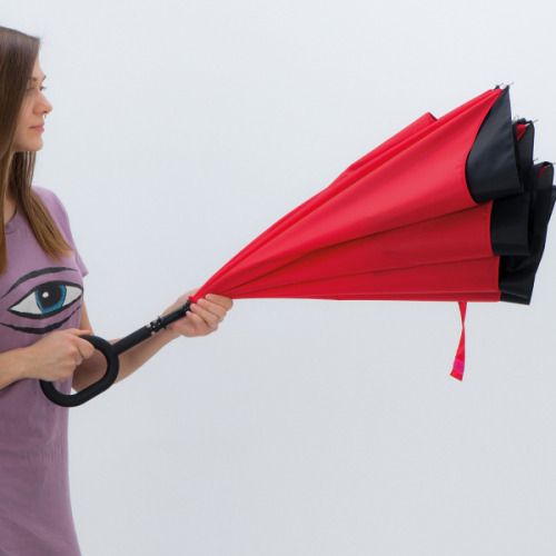 Parasol manualny odwrócony ø120 cm OLIVIA Czerwony 4047605 (4)