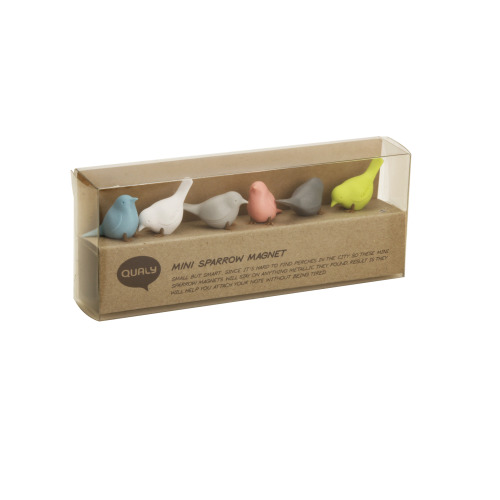 Zestaw 6 magnesów Mini Sparrow pastelowych Wielokolorowy QL10258-PT (2)