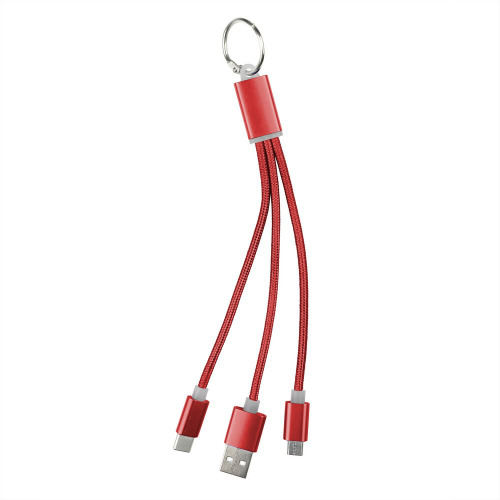 Brelok do kluczy, kabel do ładowania 3 w 1 czerwony V0345-05 (1)