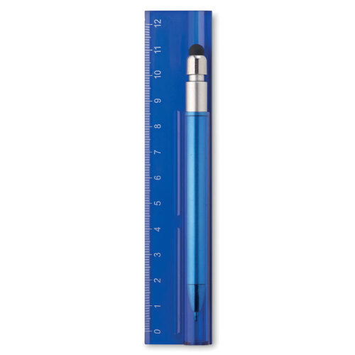 Linijka 12cm z długopisem przezroczysty niebieski MO8628-23 