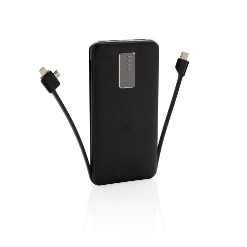 Power bank 10000 mAh ze zintegrowanym kablem 3 w 1 Czarny P322.041 