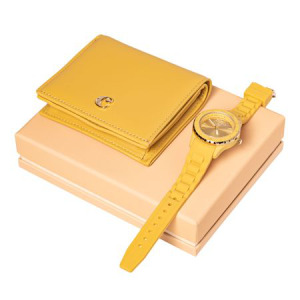 Zestaw upominkowy Cacharel portfel i zegarek - CEL333Y + CMN333Y Żółty