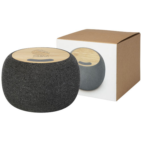 Ecofiber głośnik Bluetooth® z bambusa/RPET i bezprzewodowa ładowarka indukcyjna Piasek pustyni 12431806 (1)