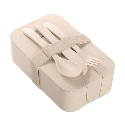 Bambusowe pudełko śniadaniowe 850 ml B'RIGHT, sztućce Neutralny V8831-00 