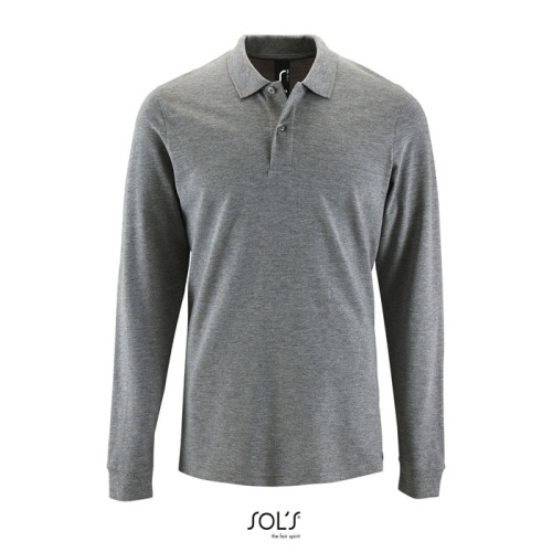 PERFECT MEN LSL POLO 180g Grey melange S02087-GY-L 