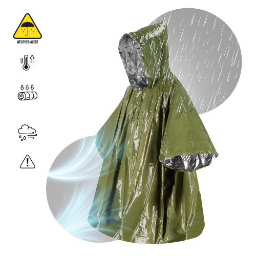 Ponczo termiczne 2 w 1 do survivalu na świeżym powietrzu Dried Green LT94581-N0049 (3)