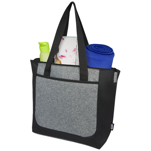 Reclaim torba z długimi uchwytami z recyklingu z certyfikatem GRS na zamek błyskawiczny, 15 l Czarny 12065790 (4)