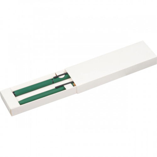 Zestaw piśmienny długopis i pióro kulkowe z aluminium z recyklingu RAFFAELE Ciemnozielony 1470699 (5)