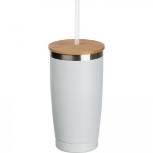 Kubek termiczny ze słomką 500 ml RODRIGO Biały